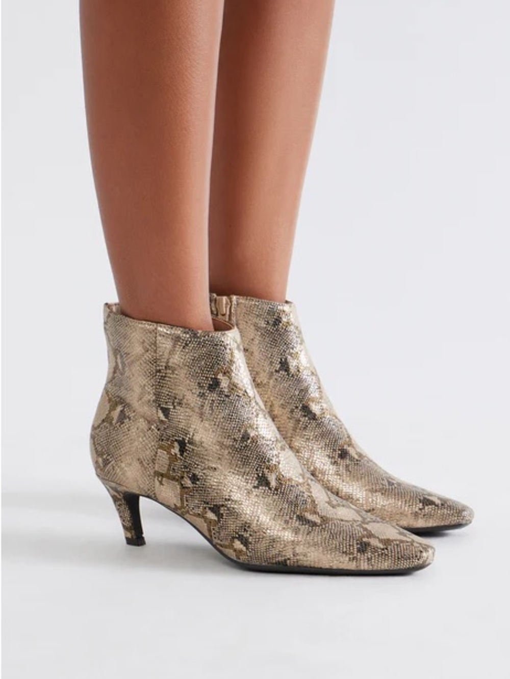 Gold Snake-Print Kitten Heel Booties NEW 🏷️
